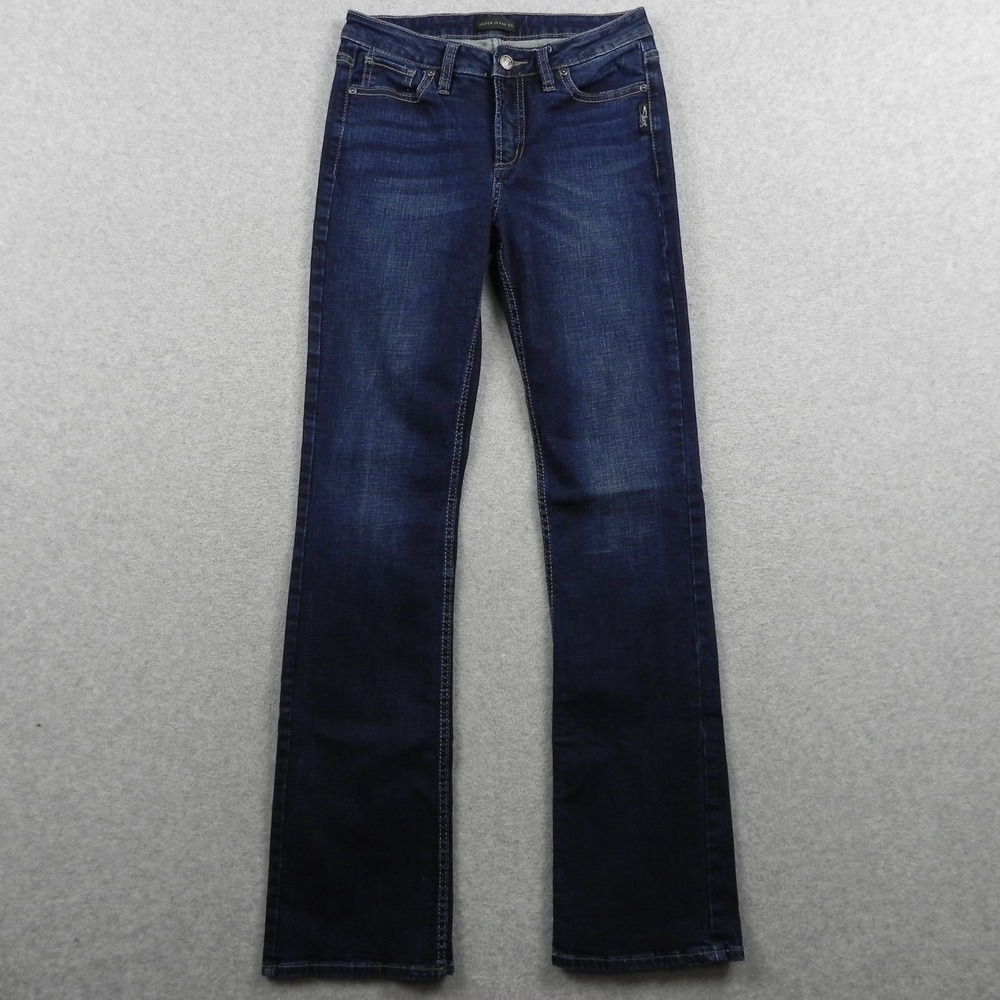 Silver Jeans Womens 27 Mazy Slim Boot 5-Pocket Stretch Flex‎ Denim Dark Blue